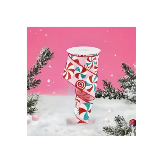 2.5" Bold Peppermint Royal Ribbon: Pink/Red (10 Yards) {3}