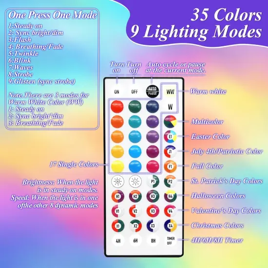 300 LED Color Changing Christmas String Lights - 35 Colors, 98FT {4}