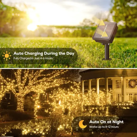 2 Pack Solar String Lights - 92 FT 240 LED (Warm White) {2}