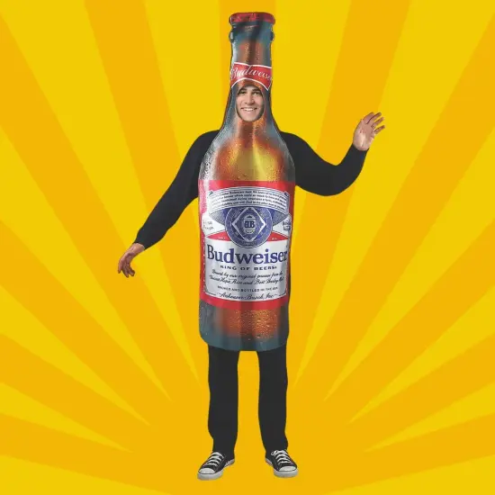 Budweiser Beer Bottle Costume Funny Beverage Tunic Logo Print Halloween Party Outfit {2}