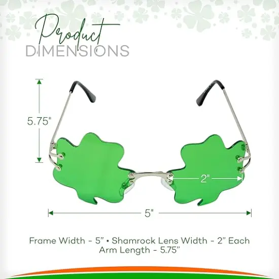 4E's Novelty Shamrock Glasses &ndash; Fun Green St. Patrick&rsquo;s Day Party Sunglasses for Adults & Kids, Perfect Party Accessories for Women Men Party {6}