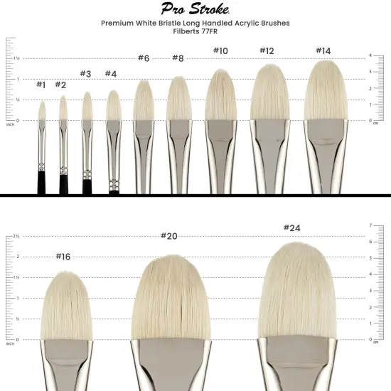 Creative Mark Pro Stroke Premium White Chungking Hog Bristle Artist Paint Brush - Filberts Set of 5 - Natural Bristle Brush w/ Soft Touch Handle for Oils, Watercolors, Acrylics, Alkyds, Caseins {6}