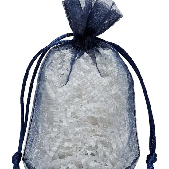Flat Bottom Organza Bags 5 1/2 '' X 1 1/2 '' X 10 1/2 '' for Decorative Gift Wrap Navy {4}