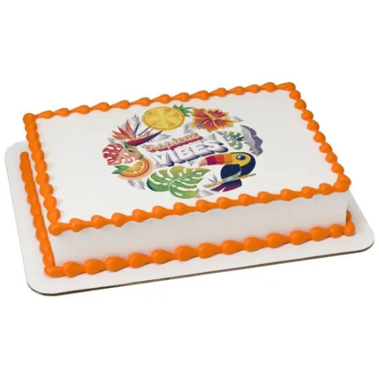 Tropical Vibes Hawaiian PhotoCake® Edible Cake Topper Icing Image, {1}