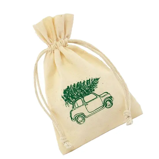 Festive Holiday Muslin Bag 4" x 6" {4}