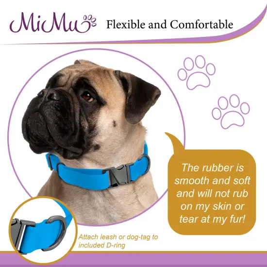 MiMu Large Silicone Dog Collar - Blue 25.5in Stylish Dog Collar with Clasp Buckle {6}