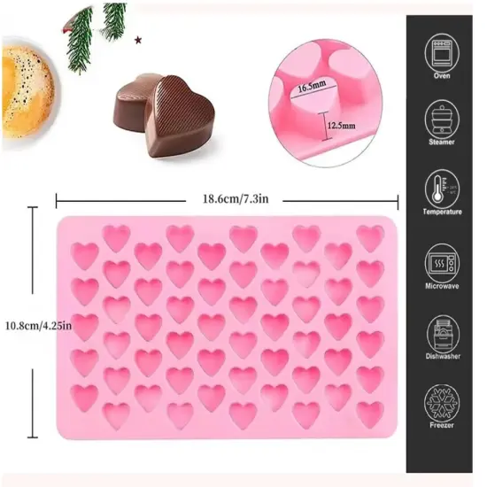 Mini hearts 55 Cavity silicone mold {6}