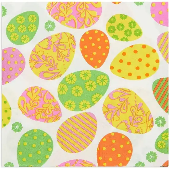 100x Easter Egg Party Paper Napkins for Lunch Tableware Decorations 6.5 Inches {1}