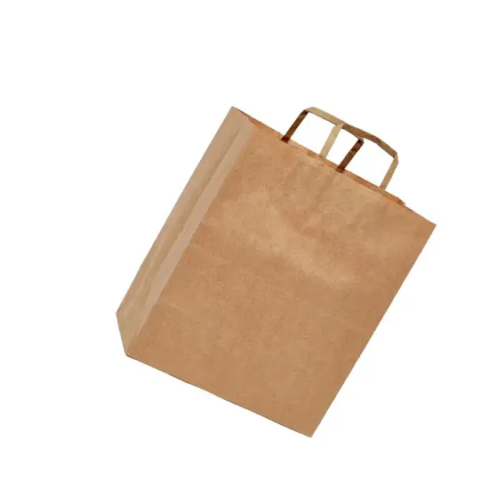 Kraft Paper Grocery Bags with Flat Handles 12" x 7" x 12" {5}
