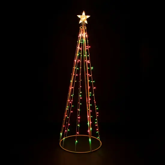 Northlight Lighted Outdoor Christmas Cone Tree with Star- 6' - Red and Green Lights White {1}