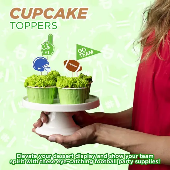 4E's Novelty Football Cupcake Toppers, 96 Pack Football Party Supplies, 12 Styles Cake Toppers, Gamer Party Decorations, Football Birthday Party Decor {2}