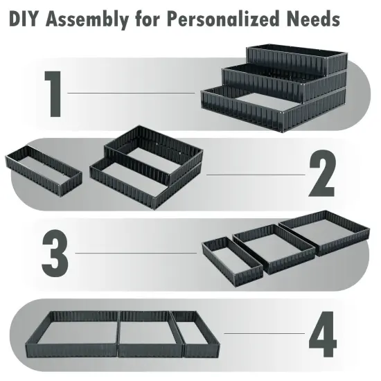 Costway 1/2 PCS 3-Tier Raised Garden Bed,47" x 47" x 24" Metal Outdoor Elevated Planter Box Black/Green {12}