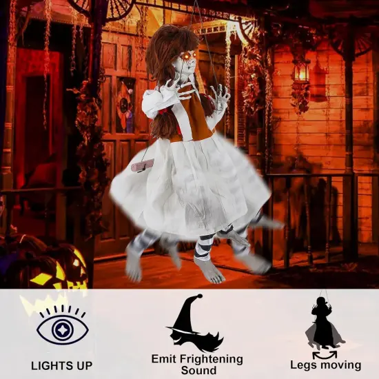 Halloween Animatronic Decorations Outdoor Hanging Swing Girl {2}