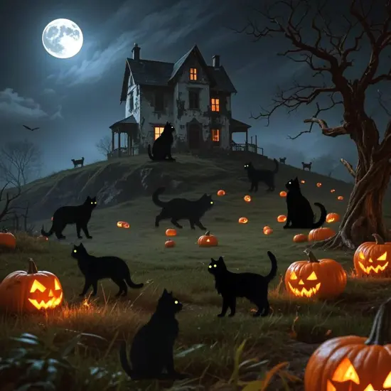 6 PCS Black Cat Halloween Lawn Signs with Stakes, Glow-in-The-Dark Eyes {6}