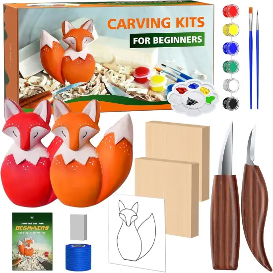 Fox Theme Wood Whittling Kit for Adults and Kids Hobbies {1}