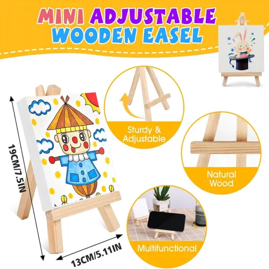 16 Set Mini Acrylic Paint Kit,5in Mini Stretched Canvas with 7.5in Easel {3}