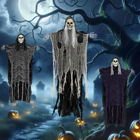 3PCS Scary Hanging Ghosts,Halloween Grim Reaper Skeleton {6}