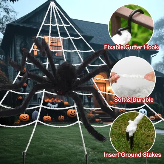 Big Spider Web Halloween Decor {4}