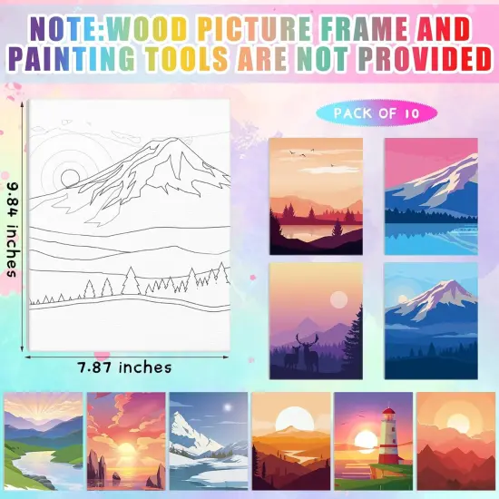 8x10 Inch - 0 Pcs Landscape Pre Drawn Canvas for Painting {2}