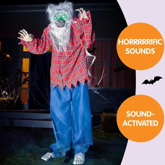63" Halloween Decoration Outdoor Standing Werewolf Animatronics {4}