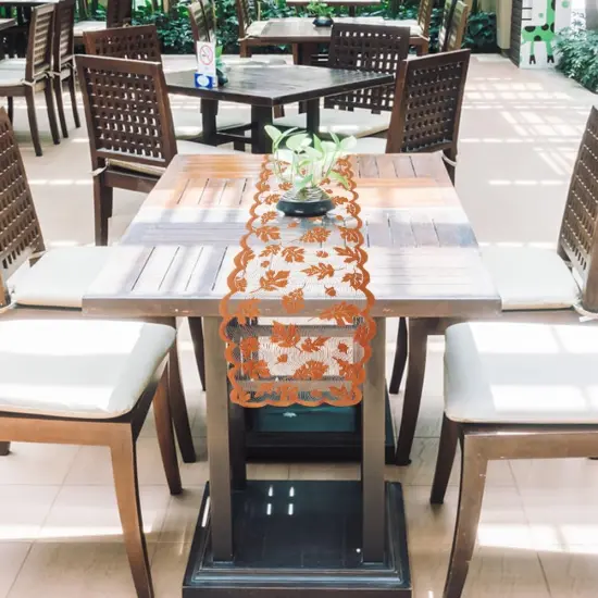 Fall Table Runner, Lace Maple Leaf Table Runner - Maple Leaf {3}