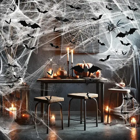 Halloween Spider Webs &120pcs Fake Bats 50pcs Fake Spiders {5}