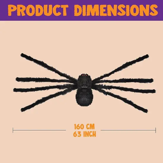 2 Pack 5 Ft Halloween Outdoor Decorations Hairy Black Spider {3}