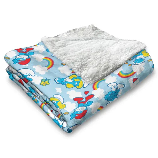 Smurfs Silk Touch Sherpa Throw Blanket Rainbow Smurfs {4}