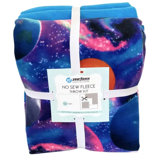 Universe of Planets Anti-Pill Premium No-Sew Throw Fleece Fabric Kit (72x60) {1}