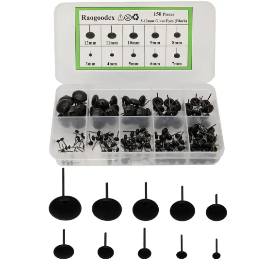 150Pcs Needle Felting Eyes Mini Glass Black Eyes Kits {3}