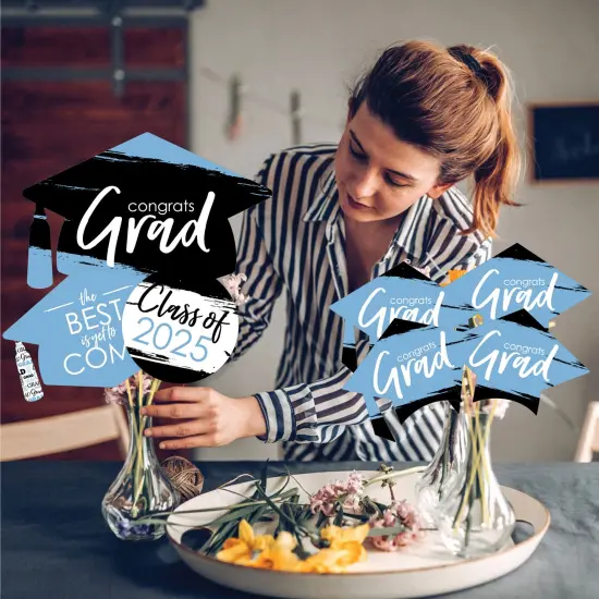 Big Dot of Happiness 2025 Light Blue Graduation Party Centerpiece Sticks - Showstopper Table Toppers - 35 Pieces {4}