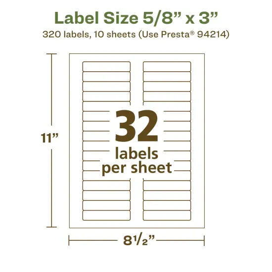Avery Recycled Matte White Labels,5/8" x 3" Rectangle {5}