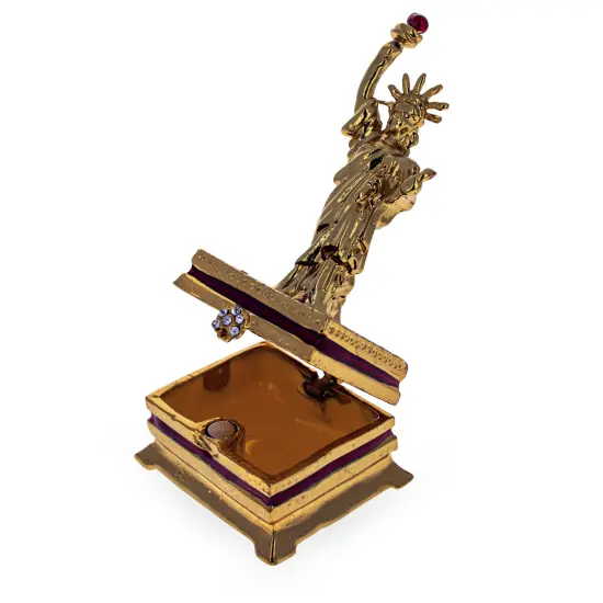 Statue of Liberty Jeweled Trinket Box Figurine {4}