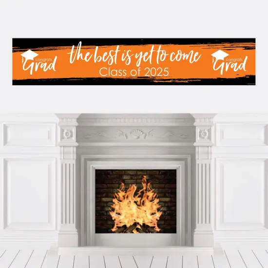 Big Dot of Happiness Orange 2025 Graduation Party Decorations Party Banner {1}