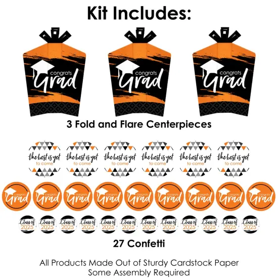 Big Dot of Happiness Orange Grad - Best is Yet to Come - 2025 Orange Graduation Party Decor and Confetti - Terrific Table Centerpiece Kit - Set of 30 {4}