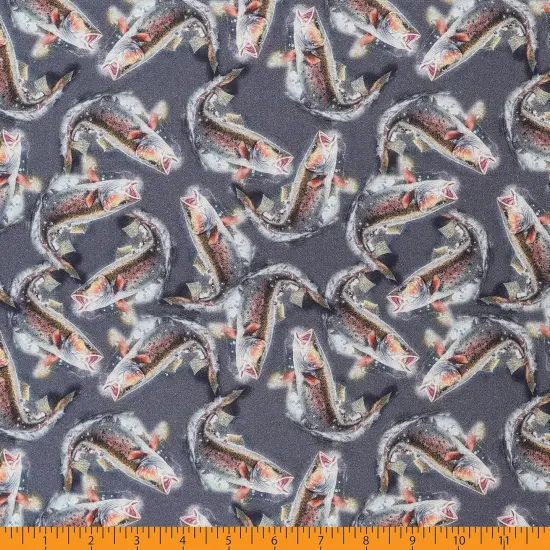 Mook Fabrics Wildlife Cotton Fabric [45 in. Wide] - By The Yard Rainbow Trout {2}