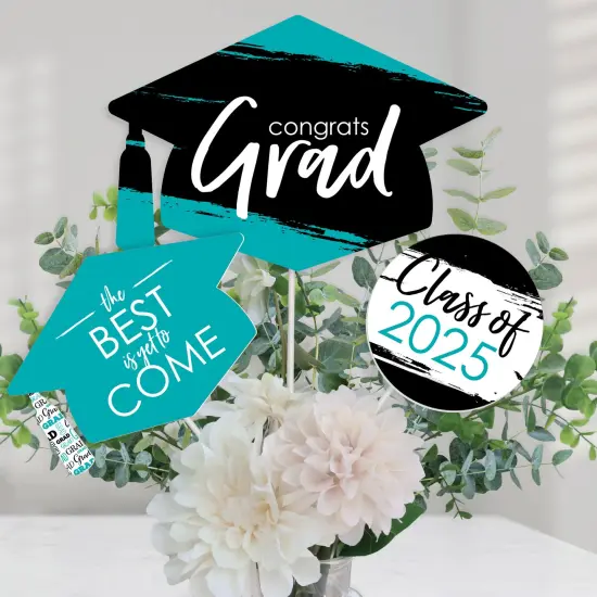 Big Dot of Happiness Teal 2025 Graduation Party Centerpiece Sticks - Table Toppers - Set of 15 {1}