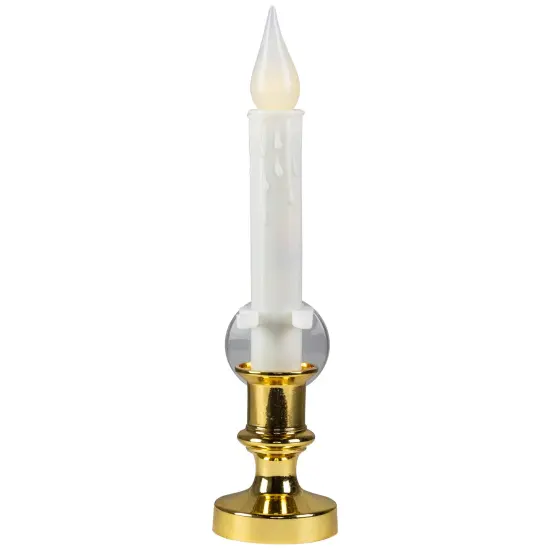 Northlight Flickering LED Window Candle with Timer - 8.5" - White and Brass {1}