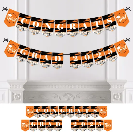 Big Dot of Happiness Orange Graduation Bunting Banner - Party Decorations - Congrats Grad 2025 {1}