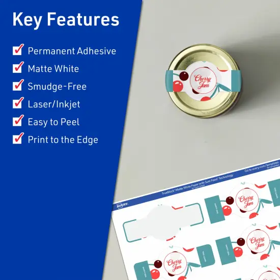 Avery TrueBlock Matte White Paper Labels,1-1/2" x 3-1/2" Wraparound {4}