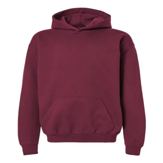 Gildan&reg; Youth Midweight Hooded Turtle Neck Long Sleeve Sweatshirt Maroon {1}