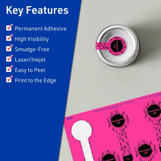 Avery Neon Magenta Paper Labels, 1.5" x 4" Lollipop {2}