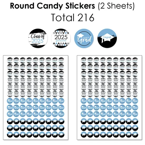 Big Dot of Happiness 2025 Light Blue Graduation Party Candy Favor Sticker Kit - 304 Pieces {6}