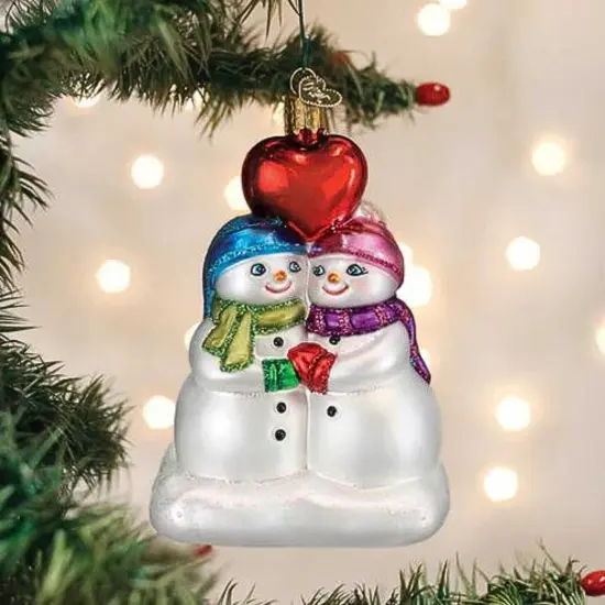 Old World Christmas 4.75 In Snow Couple's 1St Christmas Christmas Tree Ornament , Christmas Decor Love Romance Happy White {3}