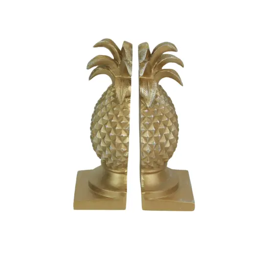 Elegant Gold Pineapple Bookends – Chic Tropical Bookshelf Accent {3}