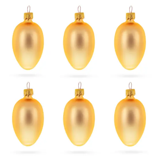 Set of 6 Rose Gold Mini Glass Egg Ornaments 2.9 Inches {1}