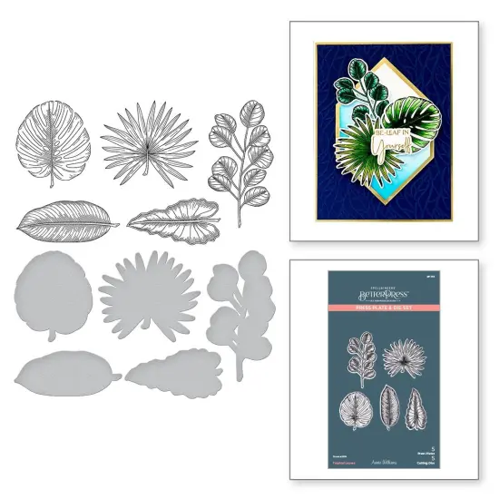 Spellbinders BetterPress Press Plate & Die Set-Tropical Leaves, Propagation Garden {6}