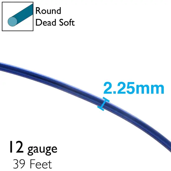 The Beadsmith 12-Gauge Anodized Aluminum Wire for Jewelry Making, Metal Wire for Wrapping Blue {4}