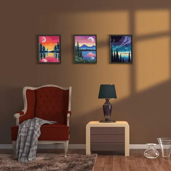 3 Pack - Moon Lake Landscape DIY Painting by Number Kit,9x12 Inch, Include 10 Multi-Sized Brushes {5}