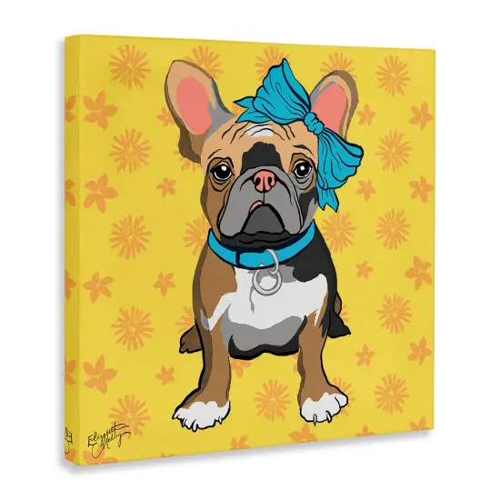 Stupell Industries Fashionista Puppy over Flowers Canvas By Elizabeth Medley {3}